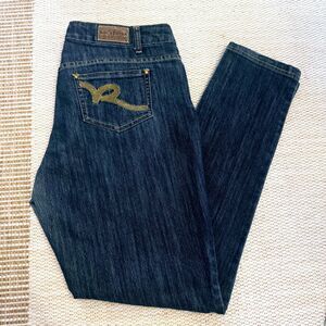 Rocawear Womens Hannah Skinny Leg Jeans Dark Denim Size 14 Embroidered